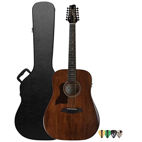 Sawtooth Mahogany Series Left-Handed 12-String Solid Mahogany Top Acoustic-Electric Dreadnought Guitar with Hard Case and Pick Sampler