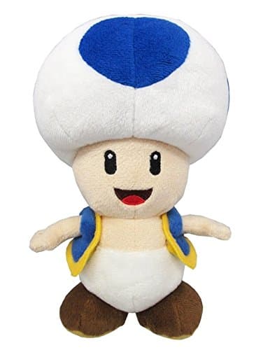 Super Mario All Star Collection 1588 Blue Toad Stuffed Plush, 8"