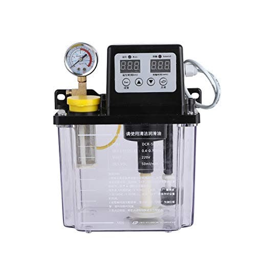 ELEOPTION 110V 2L Dual Digital Display Automatic Lubrication Pump Oiler NC Pump Automatic Cyclic Pump with Pressure Gauge