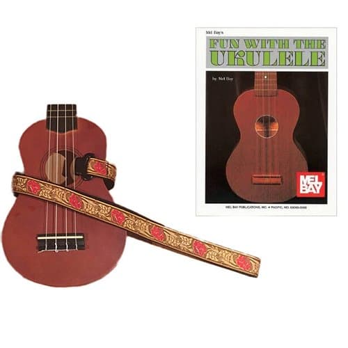 Masterstraps Desert Rose Red Ukulele Strap Pack w/Bonus Ukulele Book Fun With The Ukulele