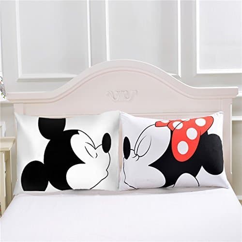 Kenneth case Markdown Sale Love Decorative Mickey Mouse Pillow Case Cute Design Cotton Standard Pillowcase Home Gift (One Side)