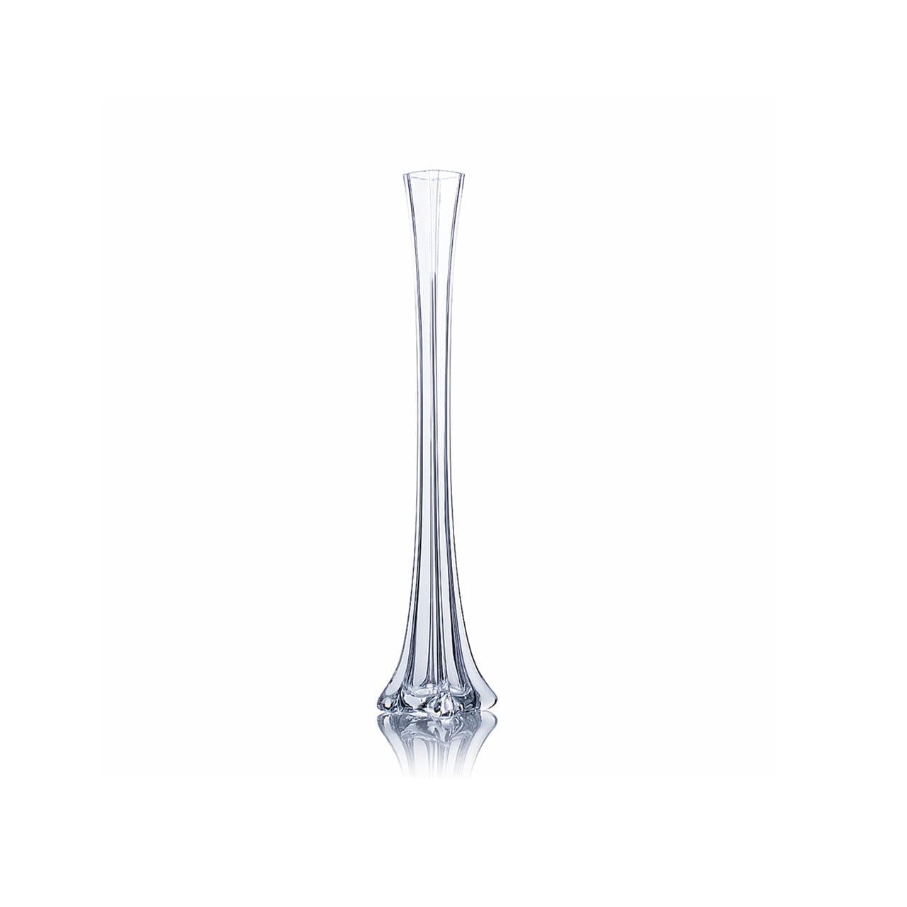 Generic Eiffel Tower Crystal Glass Vase 20"" Tall 1.75"" Diameter, Clear, WVTW0120