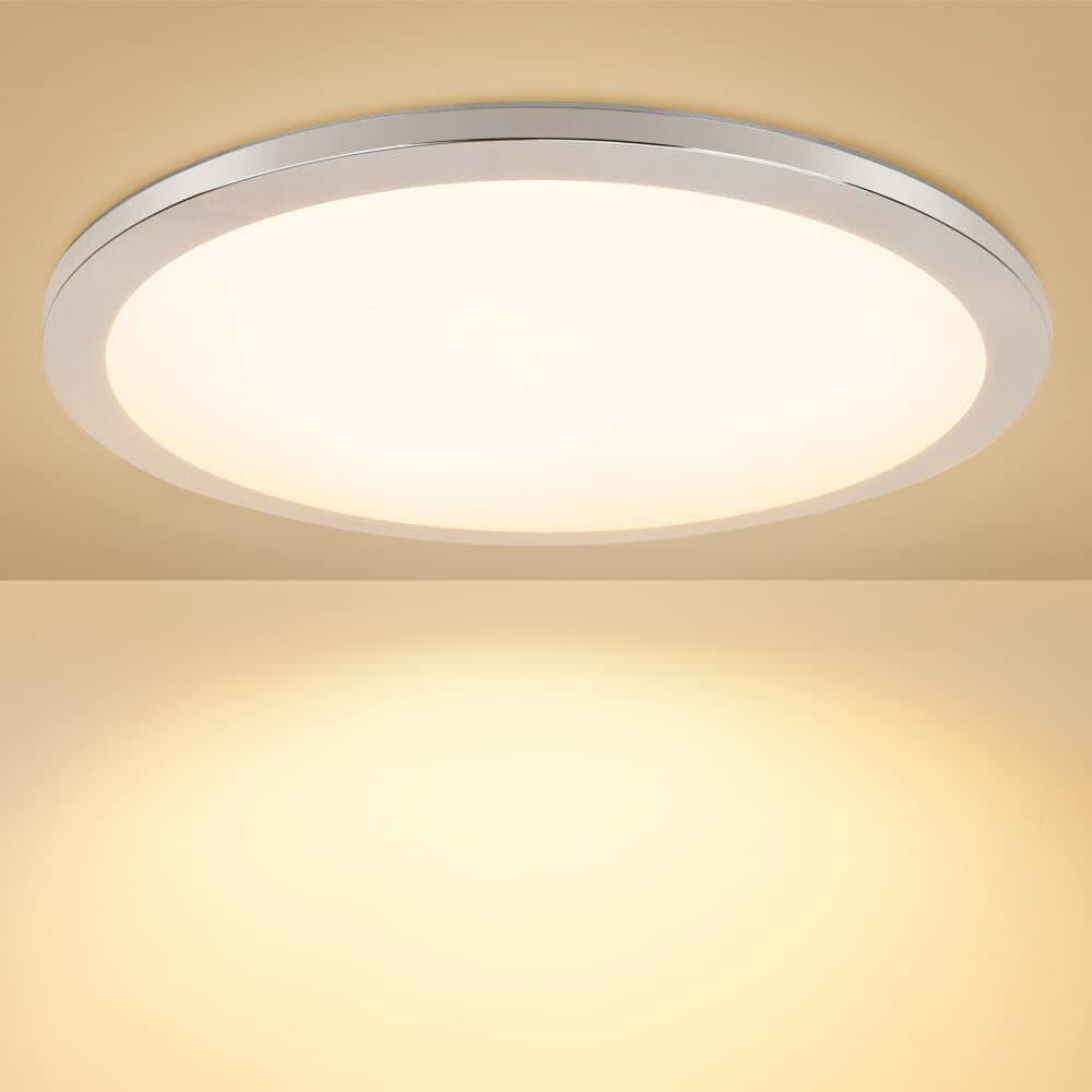 PADMA Bathroom Light Ceiling 18W Flush Round LED Ceiling Lighting, Ultra-Thin Ceiling Lights IP44 Waterproof 3000K 1440LM Warm White Ceiling Light for Kitchen, Hallway, Bedroom, Living Room Ø30cm