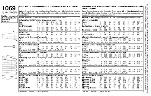Simplicity Sewing Pattern 1069: Misses' Wide Leg Pants Or Shorts & Skirts In 2 Lengths, Size: P5 (12-14-16-18-20), Paper, White