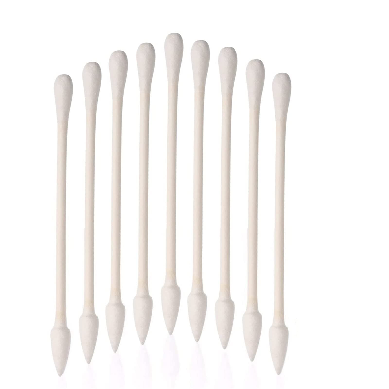 Cotton Swabs 800 Pieces, Double Precision Tips with Paper Stick, 4 Packs of 200 Pieces (Round+Pointed Shape)