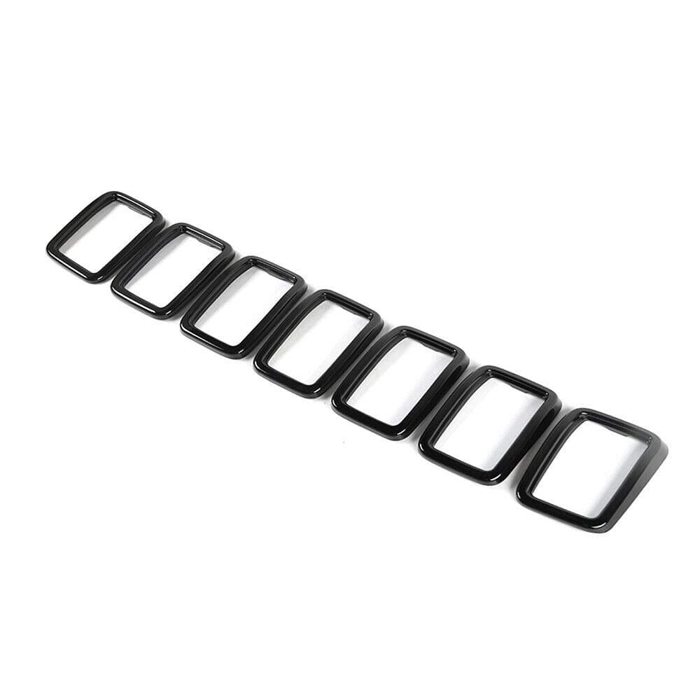 NO7RUBAN Front Grille Rings Grill Inserts Cover For 2017-2019 Jeep Grand Cherokee Black Grill Frame Trim Kit 7pcs (Black)