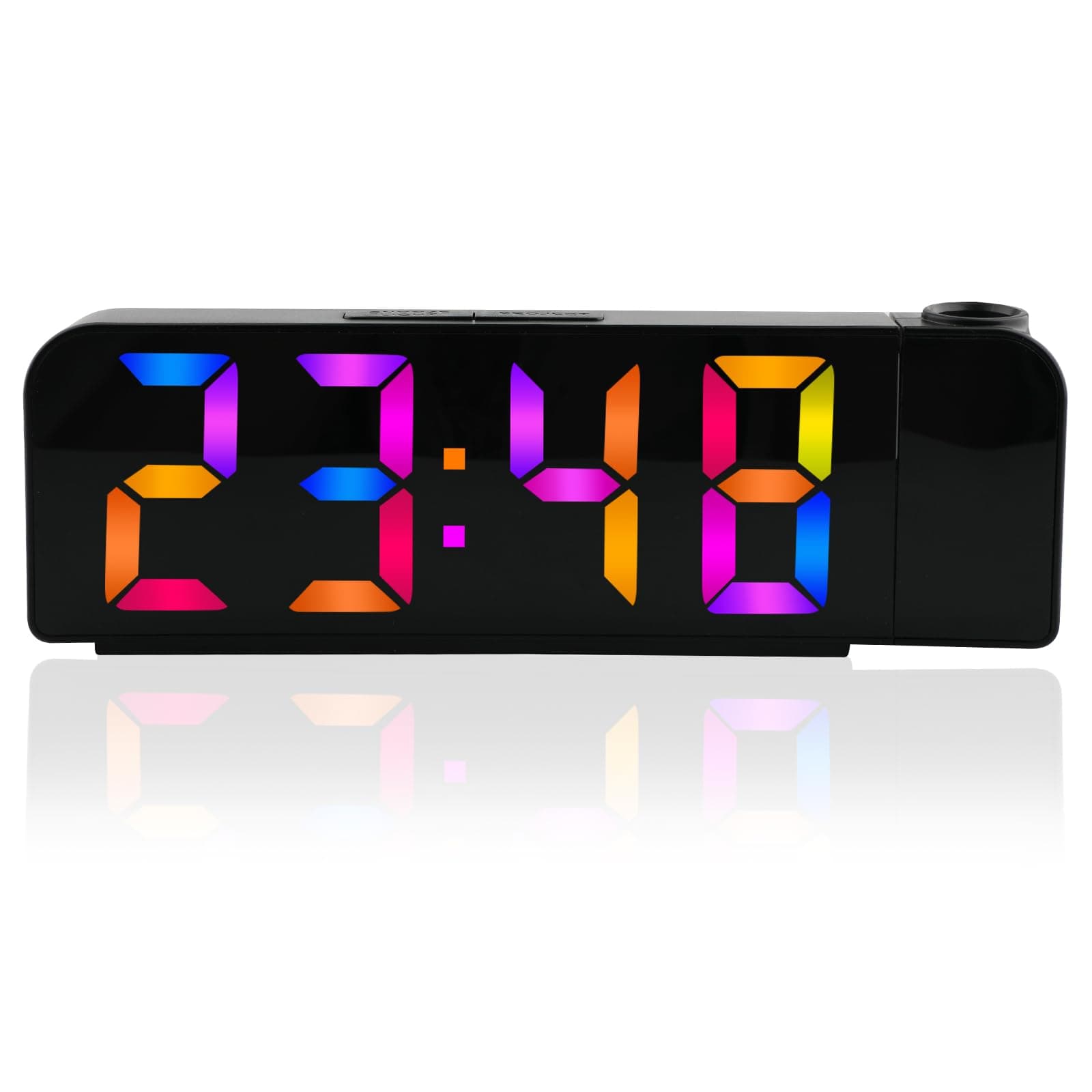 JuboosProjection Alarm Clock, LED Digital Display Alarm Clock, 180 ° Rotatable Projector Digital Clock with USB Charging, 60 Minutes Snooze, Memory Battery, 12/24H, Alarm Clock for Bedroom