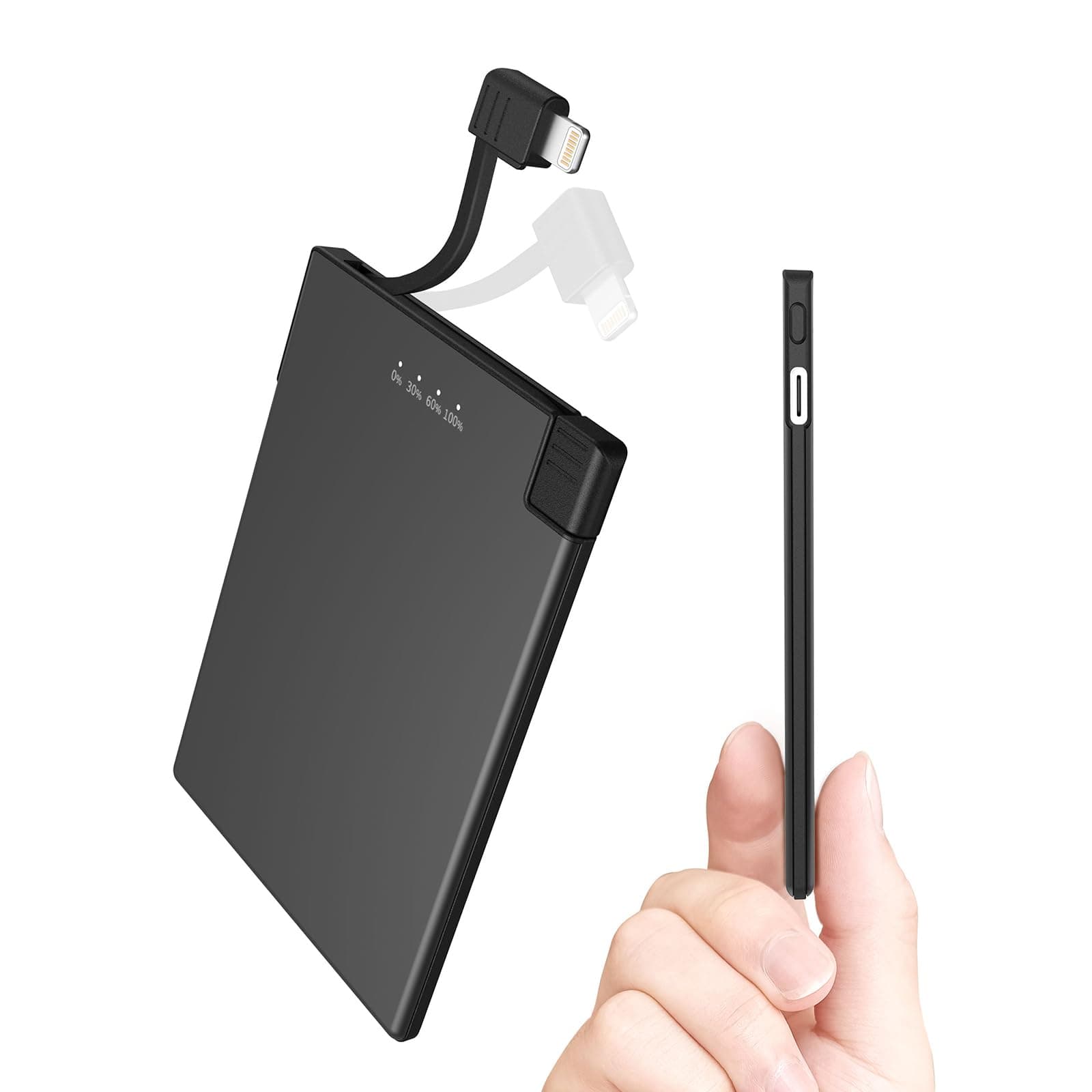 Thin Portable Phone Charger with Built in Lightning Cable-3500mAhUltra Slim Travel Power Bank for Pocket Wallet Compatible with iPhone 14/13/12/11/X/8 Series (Not for iPhone 15 16 Series)