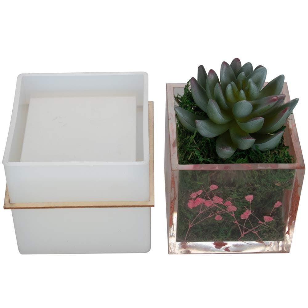 Big Square Resin Planter Molds - Cube Silicone Molds for DIY Flower Pots & Pen Holders