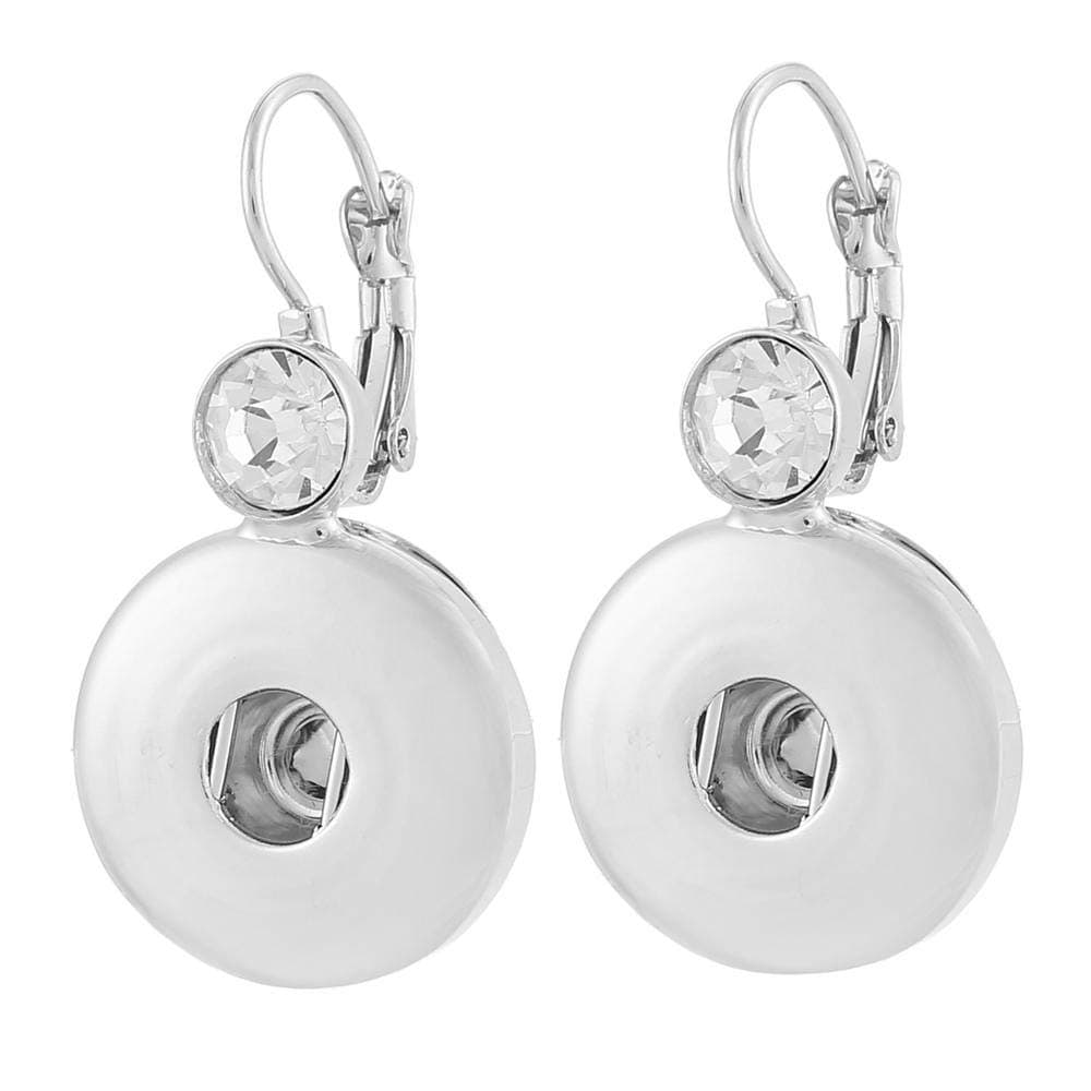 Snap Charm Earrings Clear Stone Standard Size Snaps 20mm