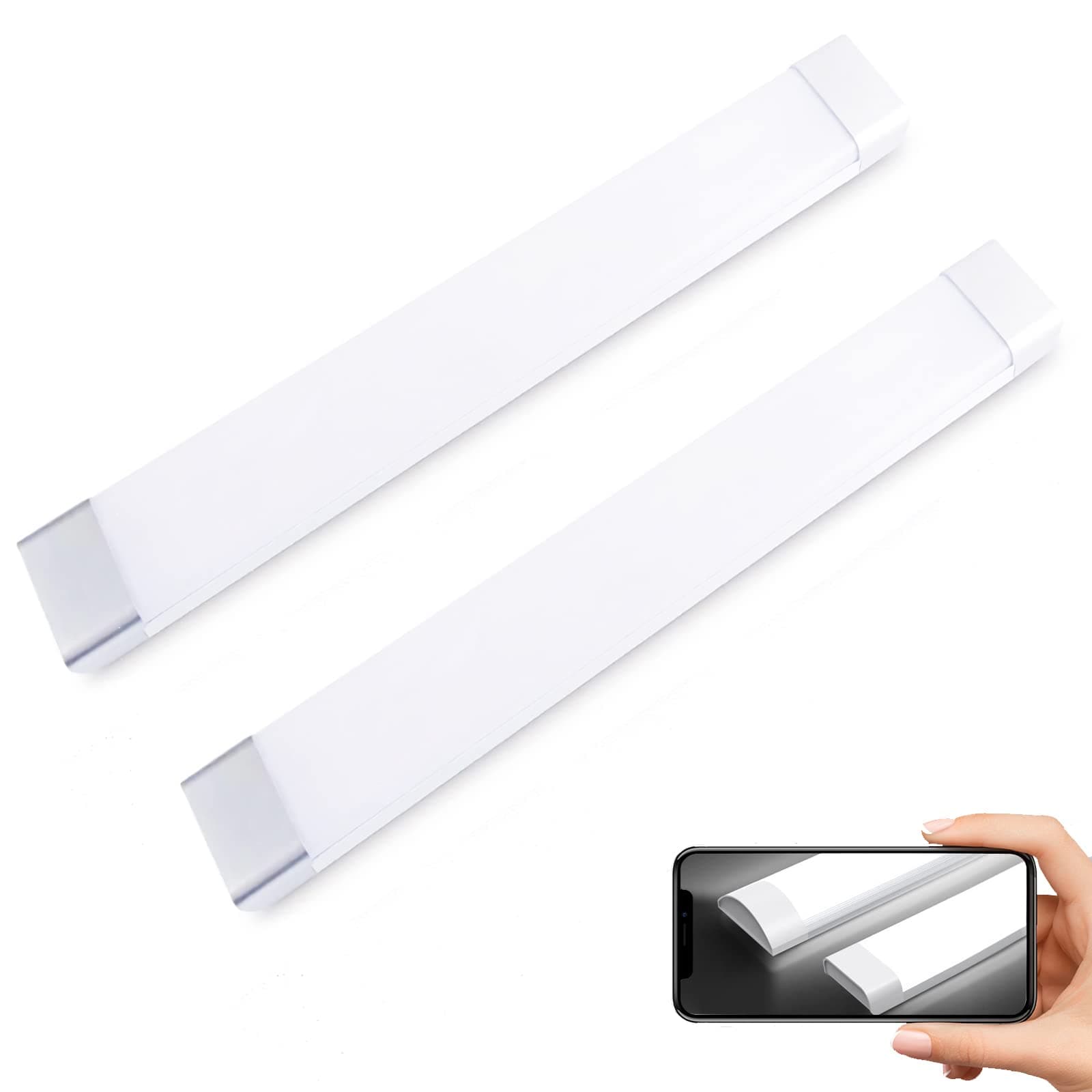 2FT LED Tube Flush Mount Light, 26W 2300LM LED Ceiling Shop Lighting Closet Light Fixture for Garage Kitchen Closet Laundry, 6500K Daylight White (2 Pack)