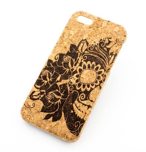 Cork Case Snap On Cover skin for Apple IPHONE 6 (4.7") - "Tres Rosas Muerto" sugar skull day of the dead dia de los mexican flower