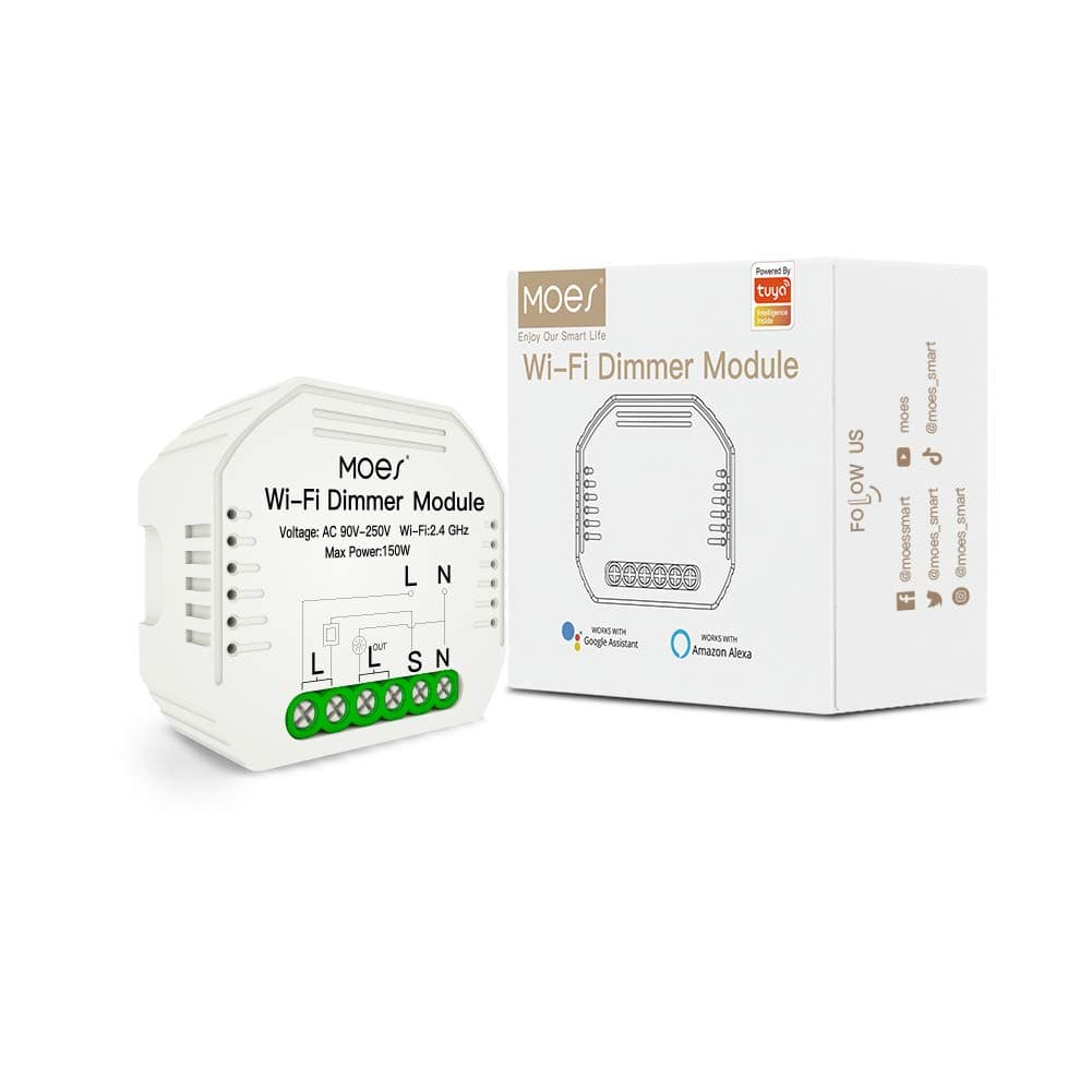 MOES DIY Smart WiFi Light LED Dimmer Switch Smart Life/Tuya APP Remote Control 1/2 Way Switch,Works with Alexa Echo Google Home