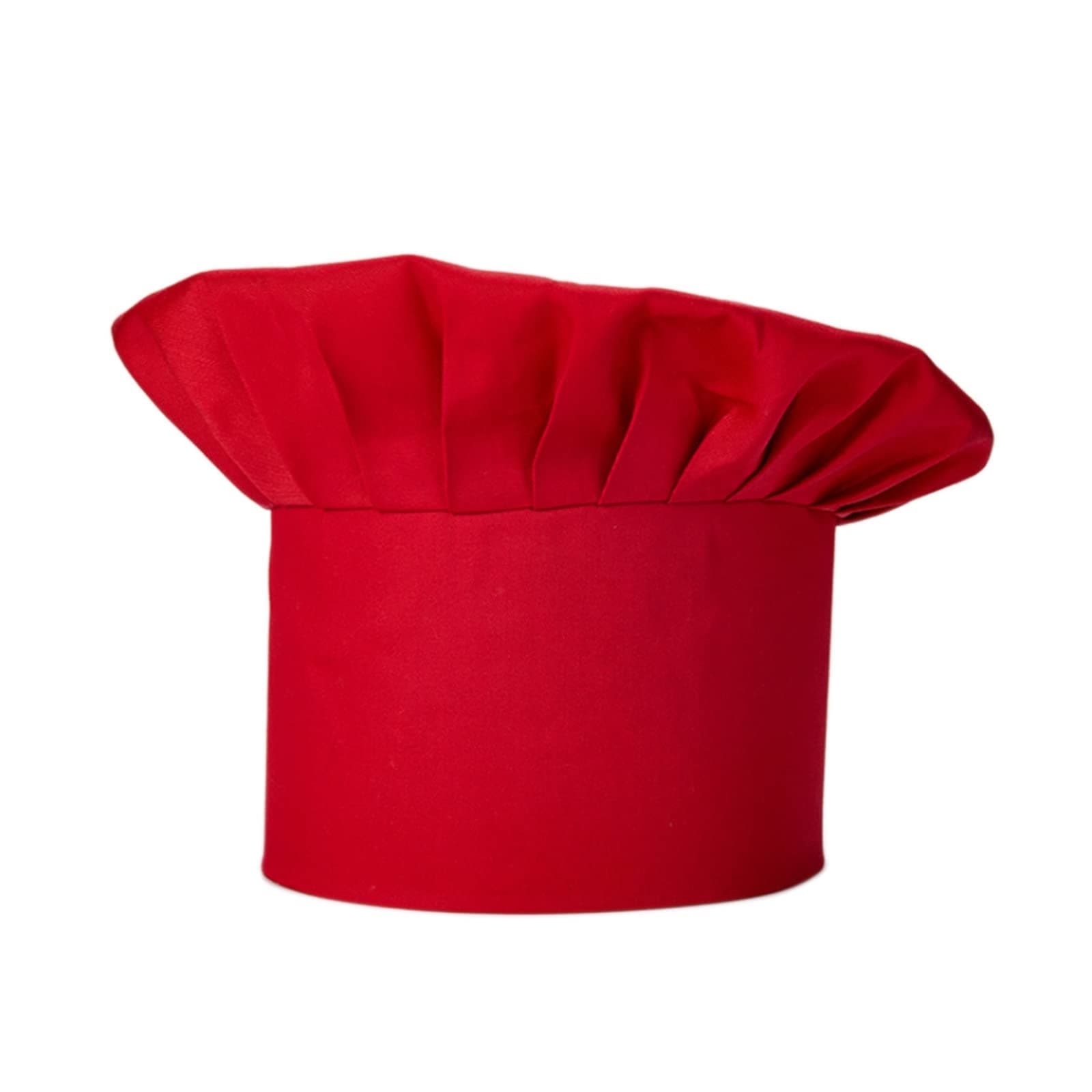 BSTHPChef Hat, Adult Adjustable Elastic Baker Kitchen Cooking Chef Cap Unisex Pleated Chef Hat Cooking Head Cap for Men Women, Red