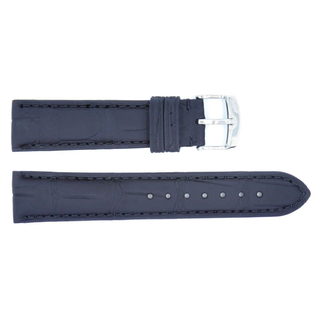 Genuine Alligator Leather Black 20mm Watch Strap with Heavy Padding