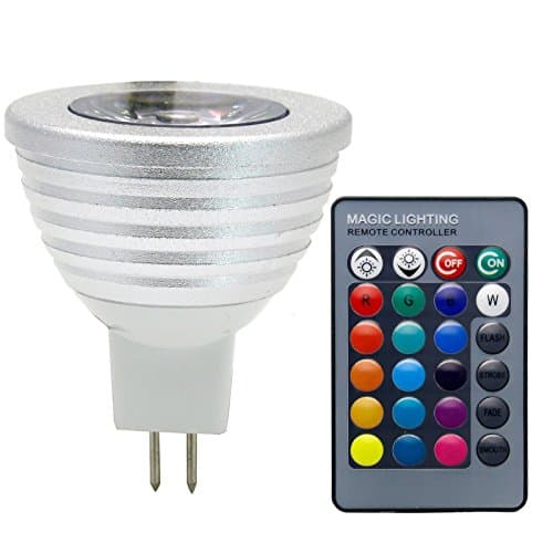 JSD Dimmable LED Bulbs,3W RGB Color Changing Spotlight with IR Remote Control Mood Ambiance Lighting for Home Decoration, Bar, Party (MR16)
