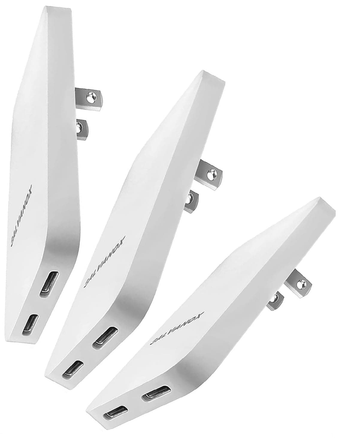 (3 Pack) Galvanox Dual USB-C Flat Wall Charger - Fast Charging Ultra Slim Outlet Plug, Multi Port Type C for iPhone 13, 14, iPhone 15 Pro Max and Samsung Galaxy Phones (20W)