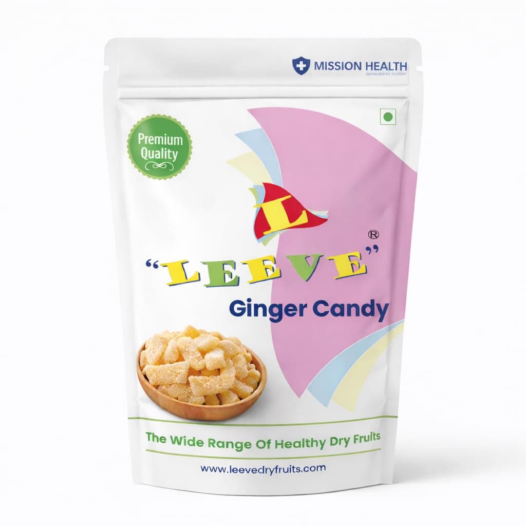 LEEVE Dried Ginger Candy 200g | Natural Digestive & Travel Friendly Spicy-Sweet Ginger Cubes |Mouth Freshener | No Preservatives Added