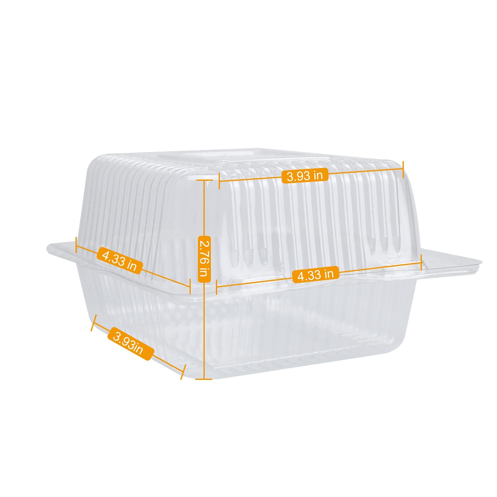Cake Slice Containers,100PC Square Plastic Hinged Food Container Individual Clamshell Food Containers Disposable Plastic To Go Containers Takeout Tray for Salads, Pasta, Sandwiches 5.3x4.7x2.8 Inch