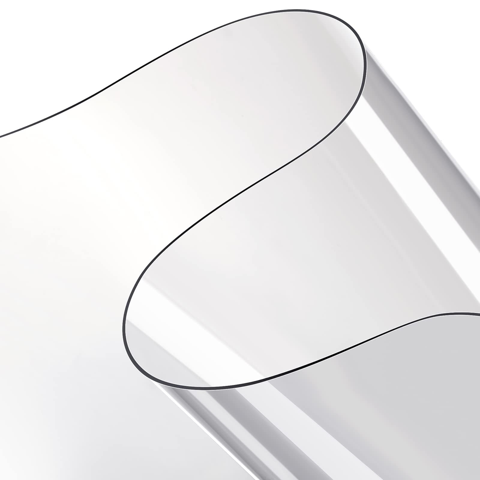 Eaasty 2 Sheets 0.3 mm Clear Plastic Vinyl Sheeting 54 x 36 Inch PVC Clear Vinyl Sheet Roll Protector Tablecloth Rectangular Table Pads for Dining Room
