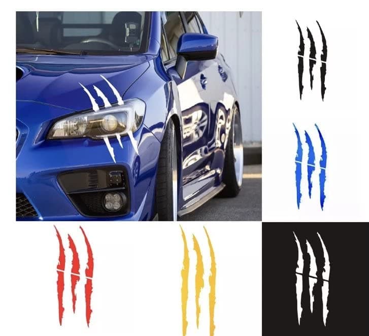 Car Stickers Reflective Monster Claw Scratch Marks Headlight Bumper Sticker Waterproof Decal (White)