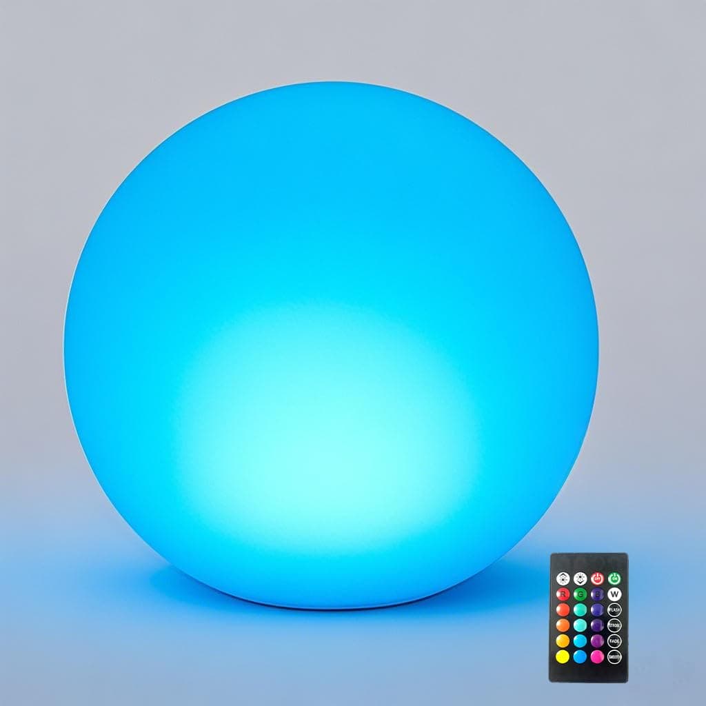 12-inch Dimmable Solar Globe Light, RGB 16 Color Changing Large Glowing Orb Light w/Remote, Waterproof Outdoor Solar Ball Lights with Ground Stake, Perfect for Backyard Garden Poolside