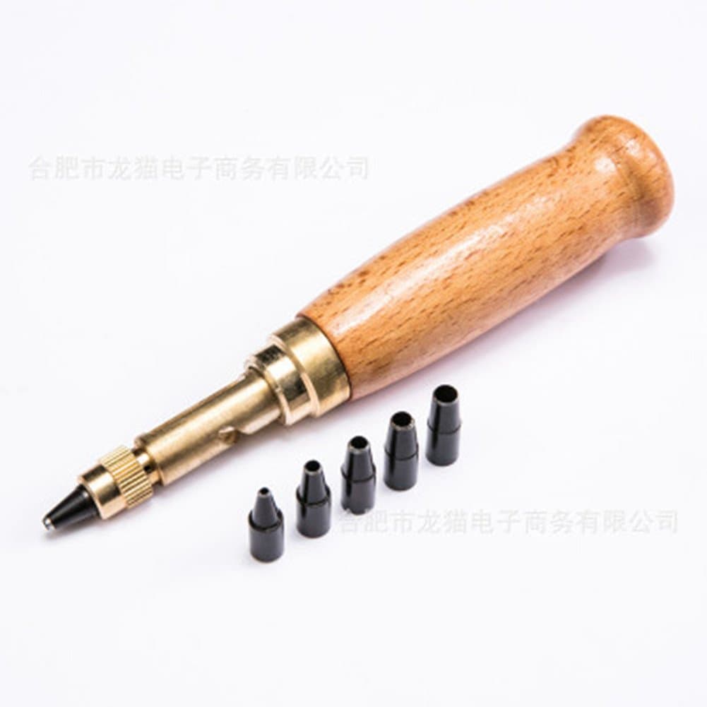 Adjustable Screw Hole Punch Bookbinding Tool,Paper Punch,Craft Punches,6 Tip Sizes 1.5,2,2.5,3,3.5,4mm, Wood Handle