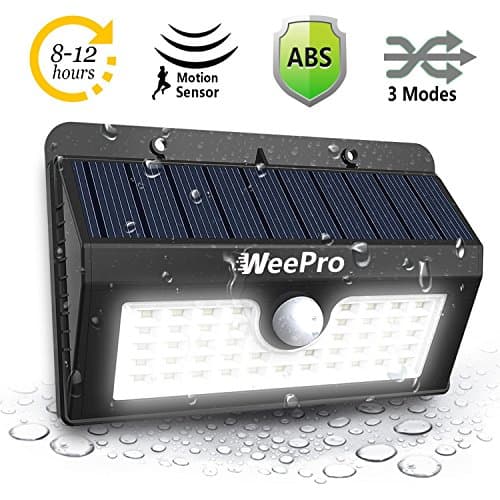 WeePro Solar Light Outdoor - Upgraded 45 Led Motion Sensor Light - Solar Powered Wireless Security Light - Outdoor Waterproof Solar Lamp for Deck, Garden, Patio, Garage Door, Path, Outage