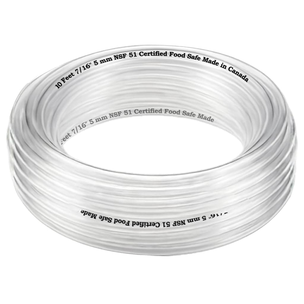 3/16" ID (5 mm) 7/16" OD (11 mm) Food Safe Certified (NSF 51) Vinyl PVC tubing Multipurpose Food Grade Beer Brewing Line Clear Tubing, Kegerator, Wine Making, Aquaponics, Air Hose (10 Feet)
