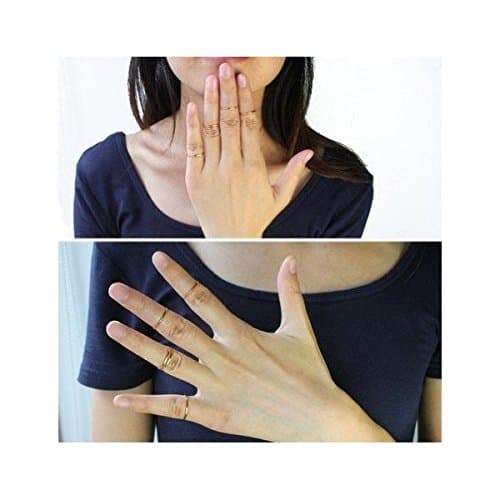 5pcs Set Rings Stack Plain Above Knuckle Rings Band Mid Finger Rings (Gold Tone)