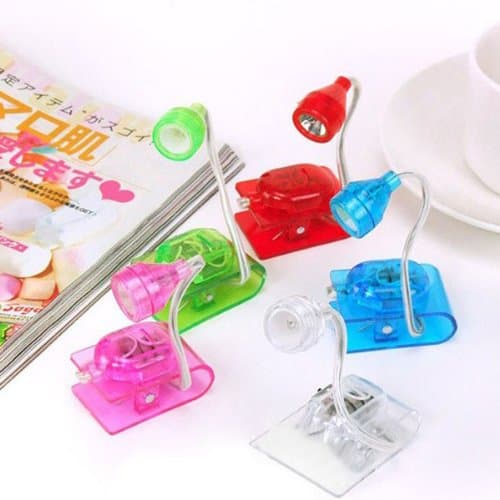 Colorful Mini Flexible Adjustable Book Reading Clip lamp Light.