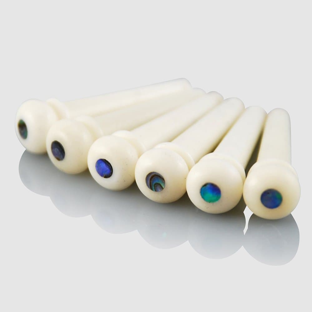 VANSON High Quality Bone & Abalone Bridge Pins for Acoustic Guitars/String Pegs (Un-Slotted)