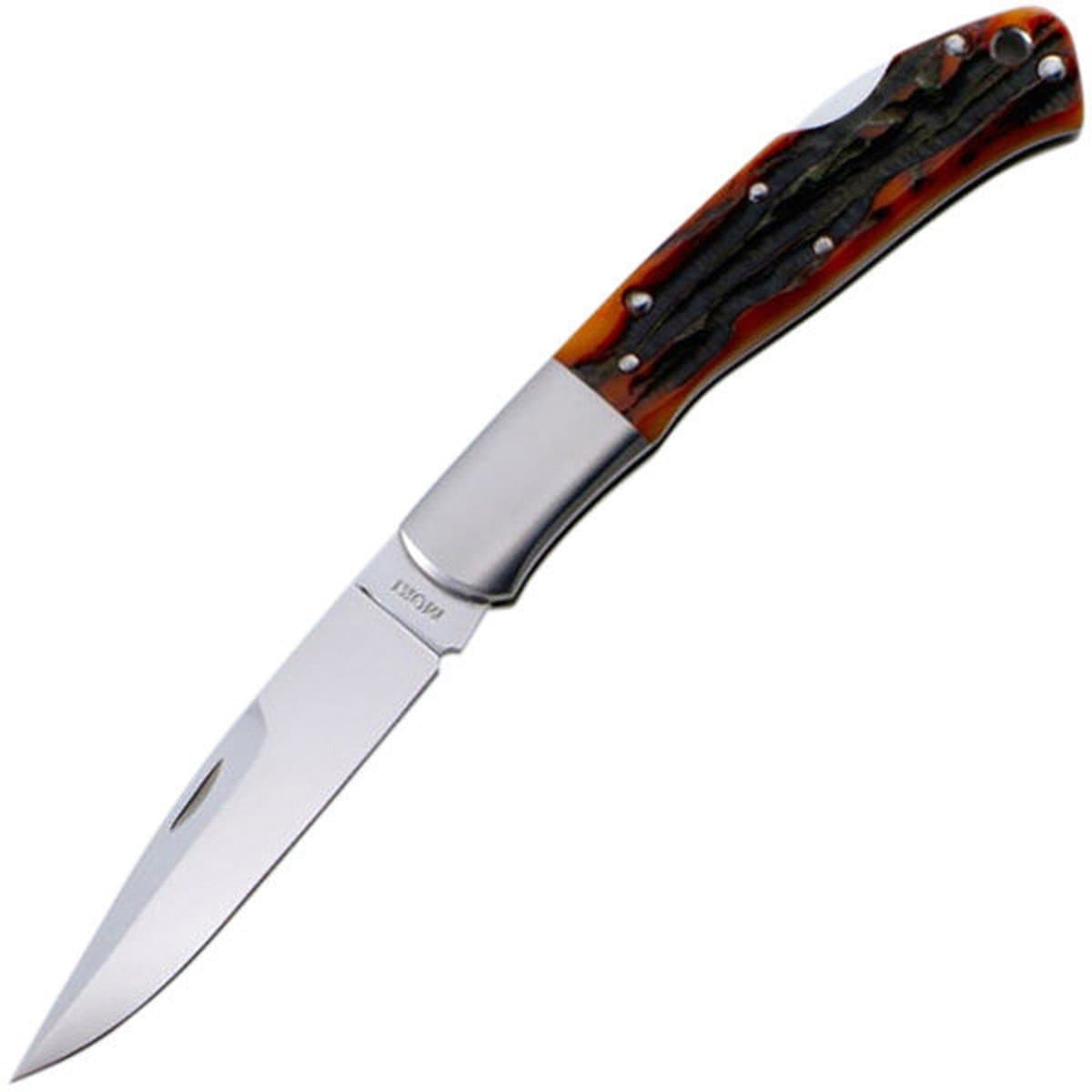 Licorne Knives 433ANZ Kronos Lockback Pocket Knife with Amber Bone Stag Handles