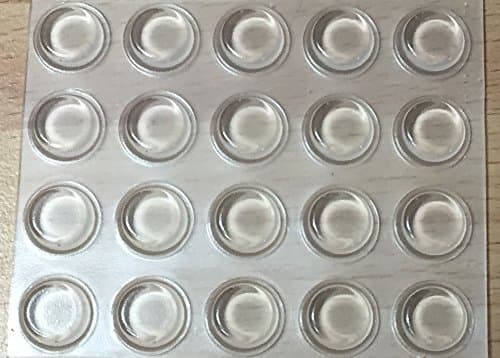 20pk Stick On Glass Protective Pads .5" 20/Pkg-Clear 1/2" - Silicone Round Door Stopper/Bumper