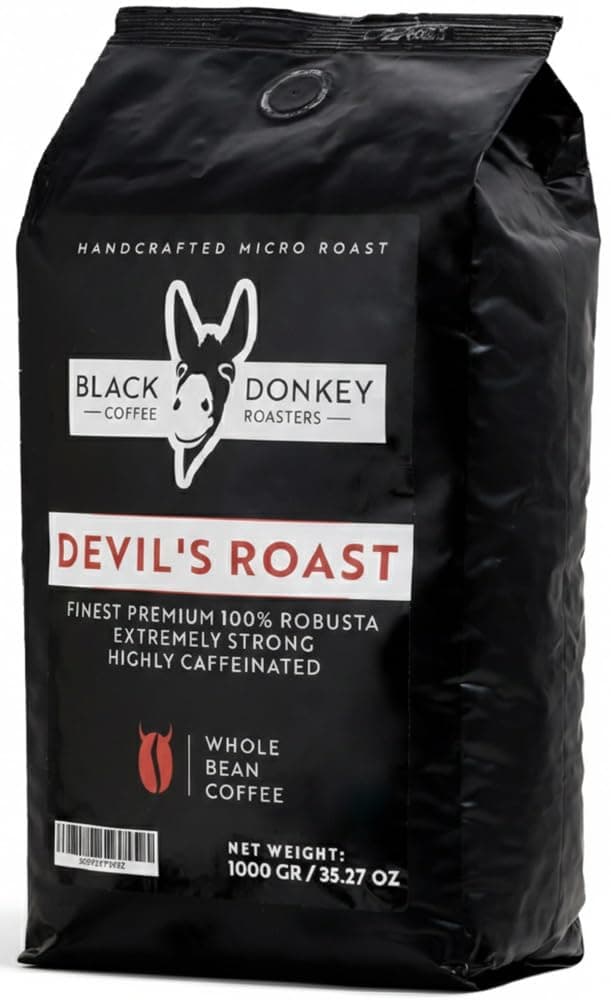 Black Donkey - DEVIL'S ROAST | Extra-Strong Highly Caffeinated | 1KG Whole Coffee Beans
