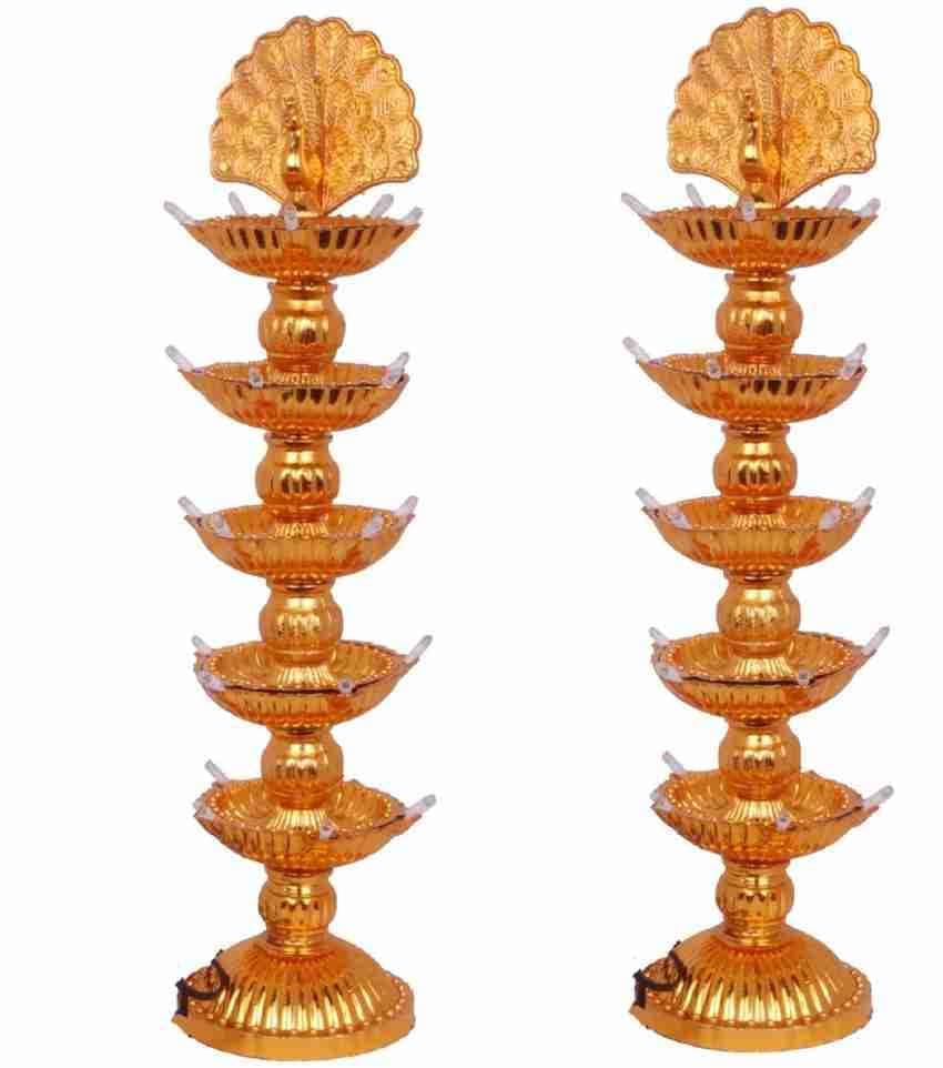30 cm Deep Peacock 6 Layer Electric Diya Deepak Light, LED Mandir Diya for Home Temple Decor (1)