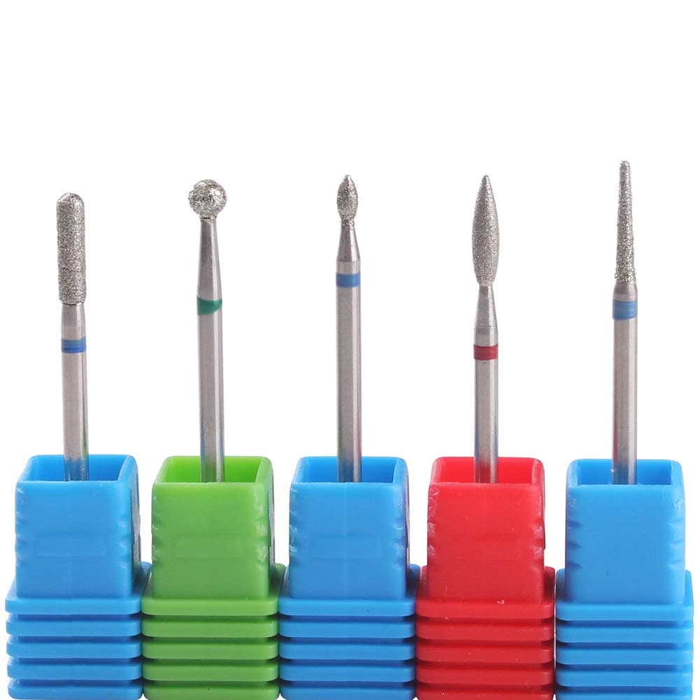 MZCMSL Russian Manicure Drill Bits, Cylinder/Ball/Flame/Needle Cuticle Bit,3/32 Shank Diamond Nail Drill Bit,5pcs