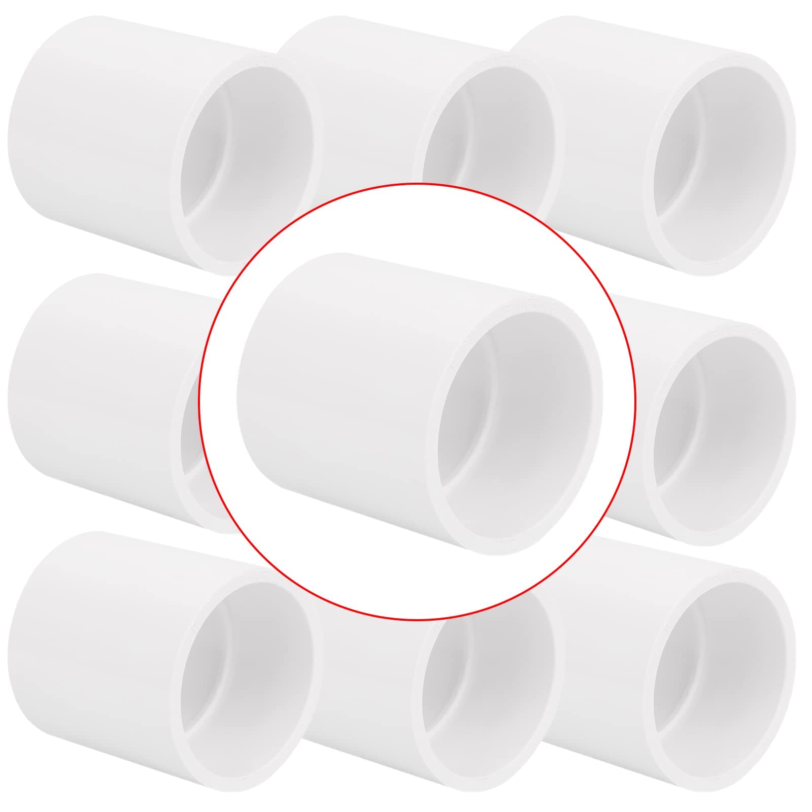 10Pack 1-1/2" PVC Pipe Coupling Adapter Pipe Fittings (Socket x Socket) Contractor Pack Schedule 40 Heavy Duty 1.50 Inch PVC Slip Socket Connectors for DIY PVC Shelf Garden Support Structure, White