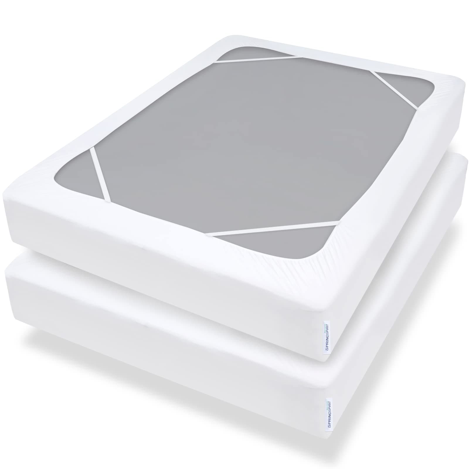 Box Spring Cover King Size with Smooth and Elastic Woven Material, Alternates for Bed Skirt, Wrinkle & Fading Resistant, Washable, Dustproof, White, 2 Pack