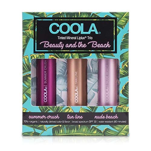 COOLA Organic Liplux Sunscreen Tinted Lip Balm Set, 3 Pack, Broad Spectrum SPF 30, Reef-Safe, 0.15 Oz Each