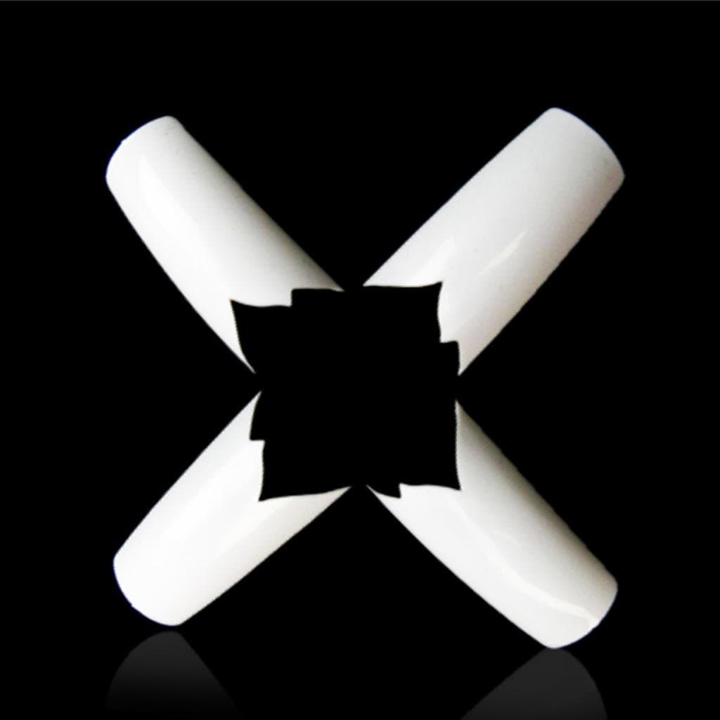 100 pcs Designer White W Shape Acrylic False French Tips for Nail Art Design