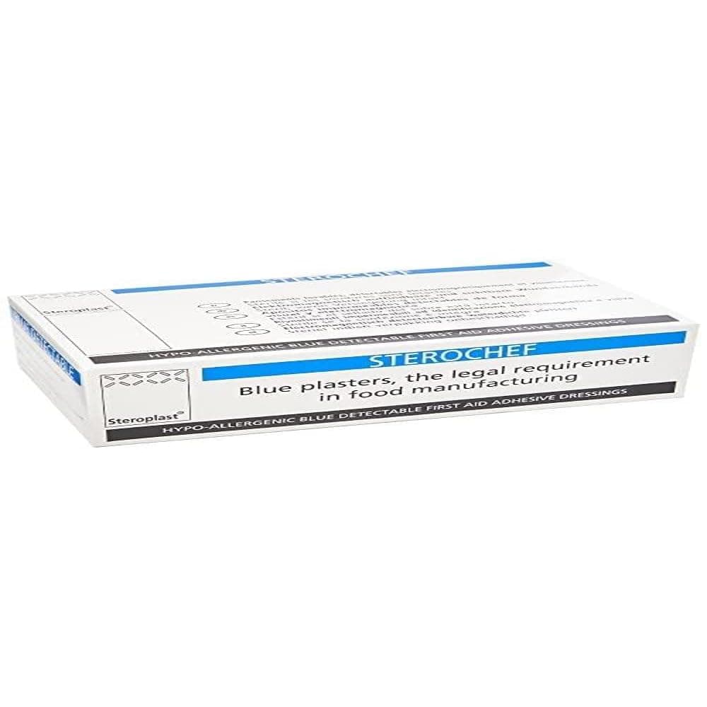 Steroplast Sterochef STCH1 Blue Detectable Plasters with Divider, Assortment Box, Pack of 100