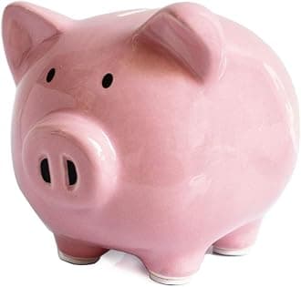 Mini Ceramic Piggy Bank - Cute Small Coin Money Savings for Kids, Perfect Unique Gift, Nursery Décor, Keepsake (Pink Color)