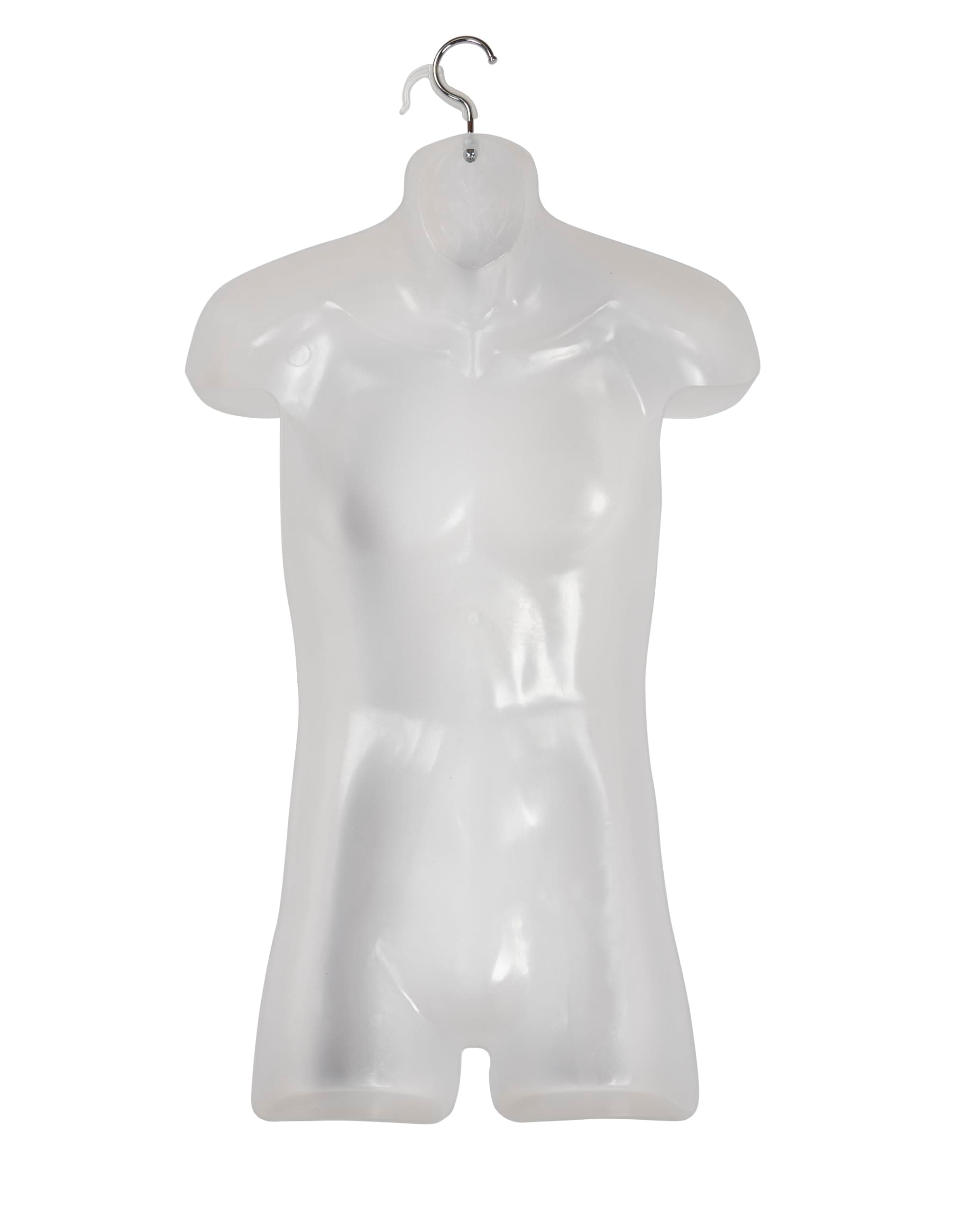SSWBasics Female Molded Shatterproof White Shapely Torso Form with Hook - Fits Women’s Sizes 5-10 - Hanging Fashion Form Mannequin to Display Top and Bottom Merchandise