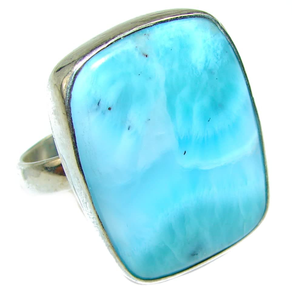SilverRush Style Larimar Womens Ring 925 Sterling Silver Size: 7 - Adjustable