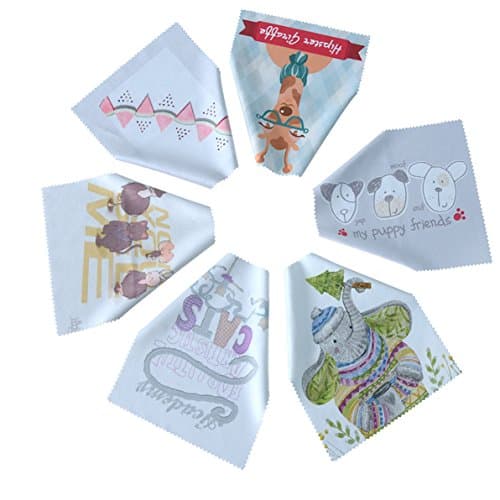 Microfiber Cleaning Cloths by Toyo World-6 Pieces, Different Printed Patterns-Ideal for Cleaning Glasses, Sunglasses, Camera Lenses, iPad, Phones,and Other Delicate Surfaces