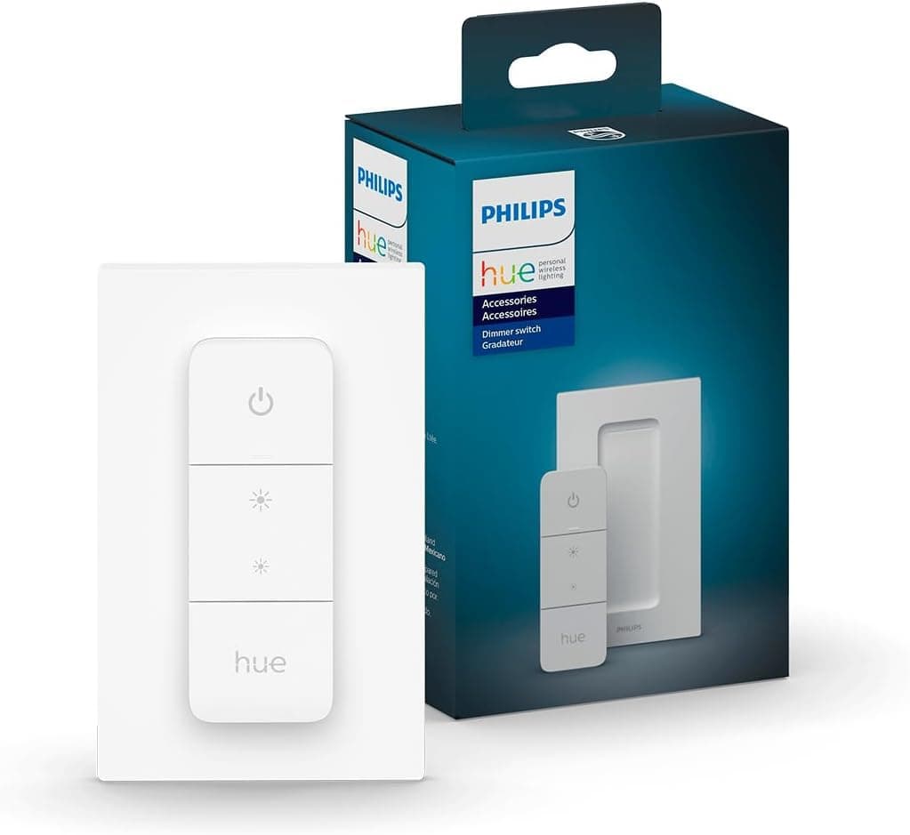 Philips Hue Smart Dimmer Switch with Remote, Turns Hue Lights On, Off, Dims or Brightens, Toggles Between Scenes, Hue Bridge Required, 1-Pack