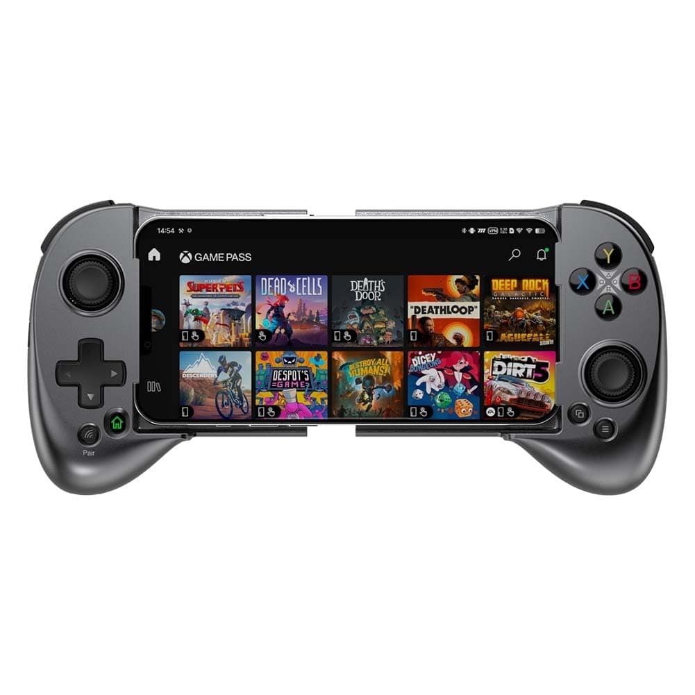 ShanWan Mobile Game Controller for iphone with PHONE CASE Support, Bluetooth Wireless Gamepad - PS Remote Play, Xbox Cloud, Steam Link, GeForce NOW, MFi Apple Arcade Games-Long Battery Life