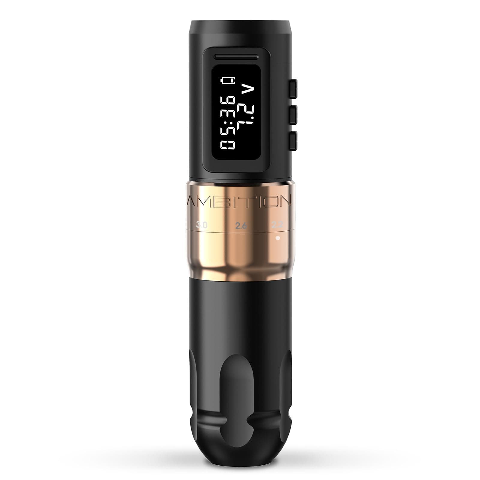 Ambition MARS-U Wireless Tattoo Machine with Adjustable Stroke - Rotary Cartridge Tattoo Machine Pen with 1800mAh Power Coreless Motor Digital LED Display for Professional Tattoo Artist Gold