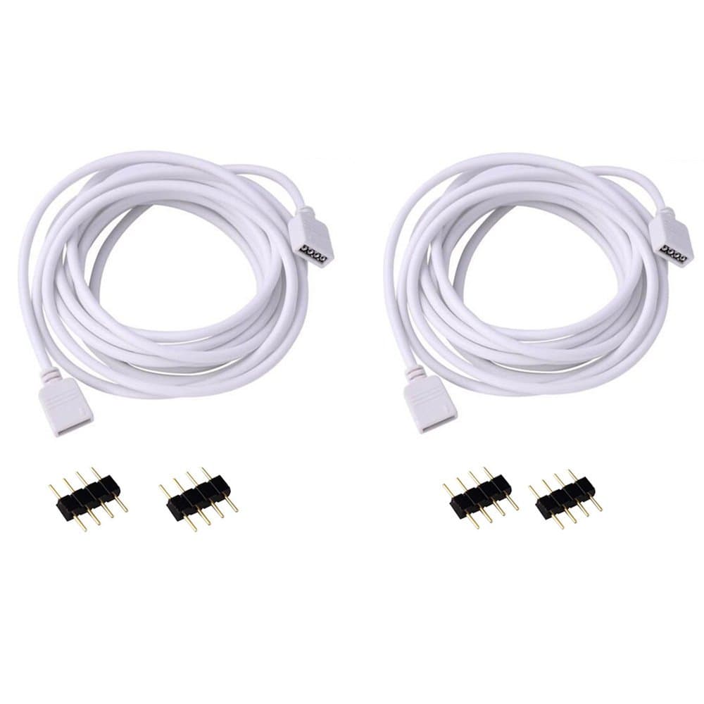 RGBZONEVIPMOON 2 Pack 3M 9.9ft Extension Cable Connect Female Plug to RGB LED Strip light with Free 4pcs 4pin Connector